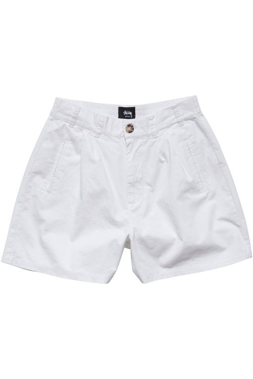 Stussy Womens Brentwood Pleated Shorts White - IAXHK8342